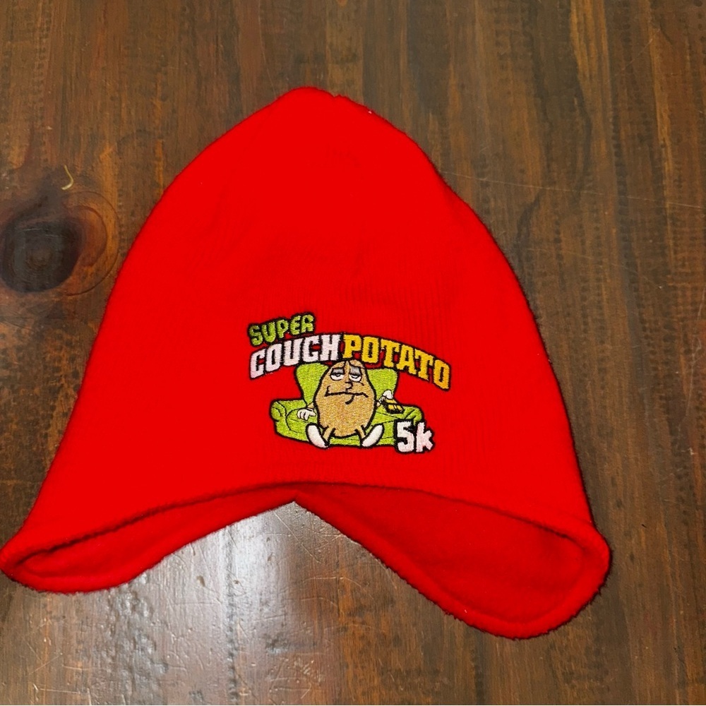 Vintage Red Super Couch Potato 5K Winter Hat KC Caps Embroidered Patch Hat
